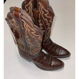 Vintage Justin Alligator Skin Cowboy  Boots Brown Size 8.5 EE Style 8862 VTG